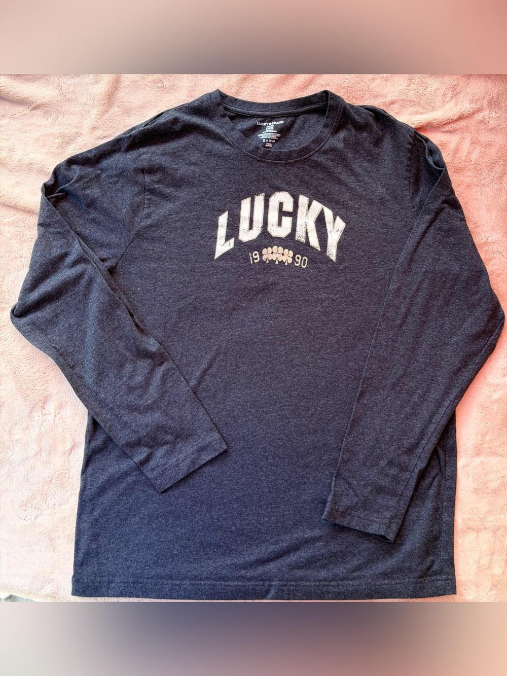 Lucky Brand Navy Long-Sleeve 'Lucky' Graphic Pajama Tee - Large
